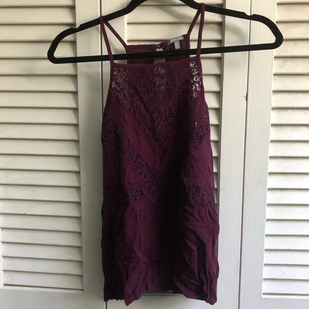 🟡 Purple Lace Halter Neck Tank
